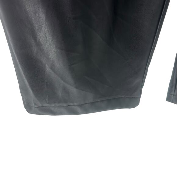 Bagatelle Womens Black Faux Leather High Rise Wide Leg Crop Pants Large - Picture 6 of 9